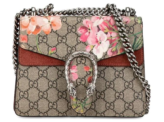 Bolsa de ombro Gucci Dionysus GG Blooms em PVC camurça em muito bom estado Marrom Lona  ref.1405311