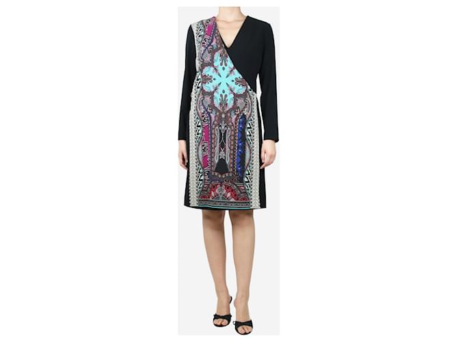 Etro Black paisley printed overlay midi dress - size UK 12 Wool  ref.1405336