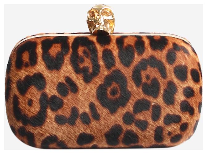 Alexander Mcqueen Pochette marrone con dettaglio teschio con stampa animalier Pelle  ref.1405341