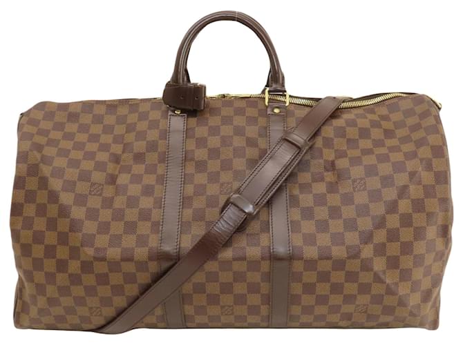 Louis Vuitton Keepall Bandouliere 50 Toile Marron  ref.1405384