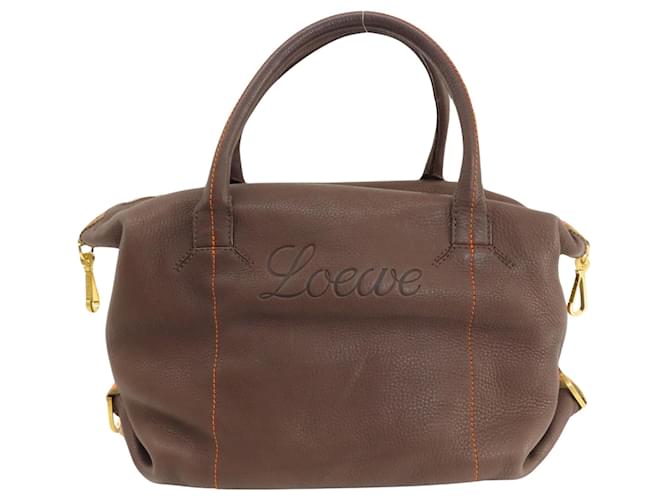 Loewe Logo Loew Marrone Pelle  ref.1405423