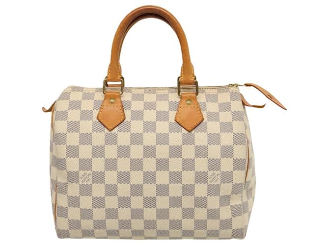 Louis Vuitton Speedy 25 Branco Lona  ref.1405428