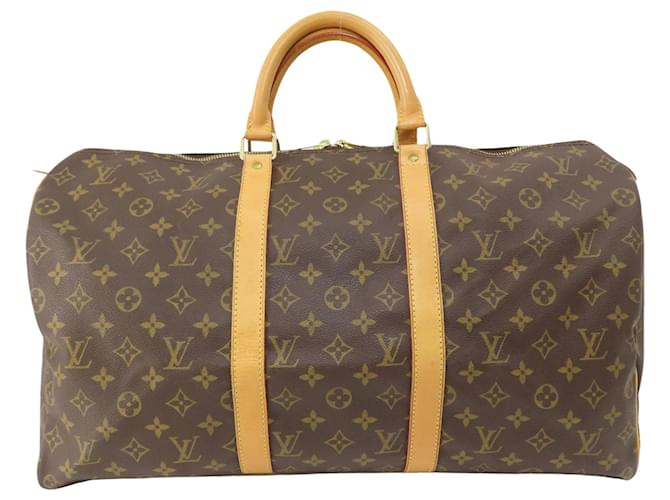 Louis Vuitton Keepall 50 Castaño Lienzo  ref.1405523