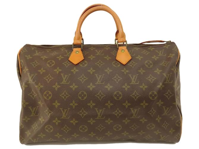 Speedy Louis Vuitton schnell 40 Braun Leinwand  ref.1405528