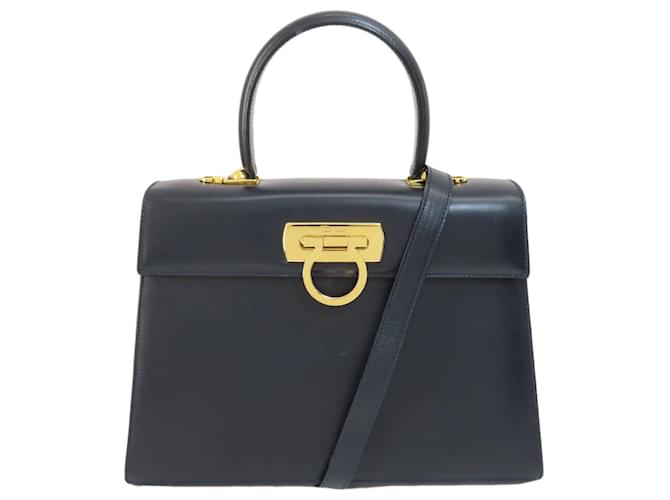 Salvatore Ferragamo Gancini Blu navy Pelle  ref.1405584