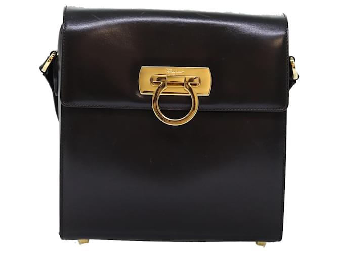 Salvatore Ferragamo Gancini Marrom Couro  ref.1405590