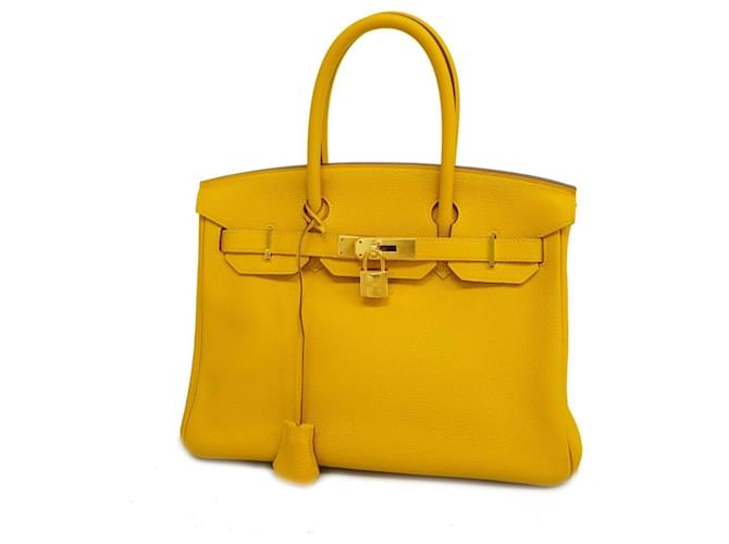 Hermès Birkin 30 Amarelo Couro  ref.1405591