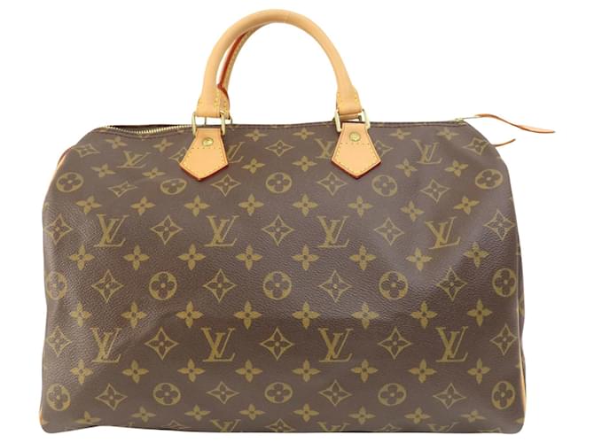 Louis Vuitton Speedy 35 Marrom Lona  ref.1405681