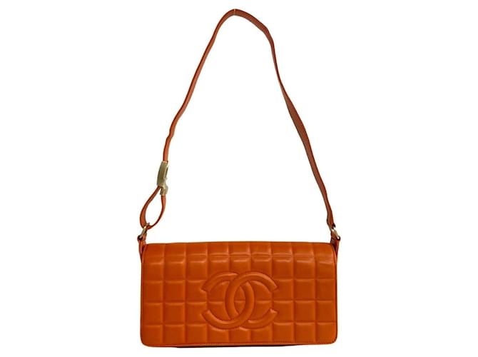 Chanel Chocolate bar Orange Leather  ref.1405772