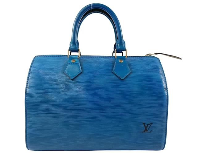 Louis Vuitton Speedy 25 Azul Cuero  ref.1405789