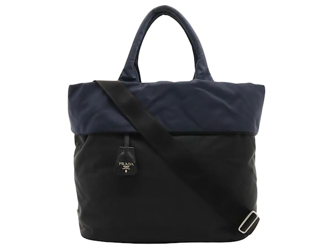 Tote Prada Tessuto Marineblau Synthetisch  ref.1405829