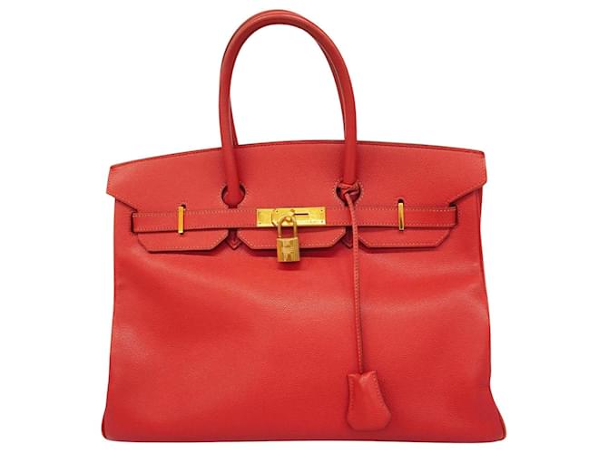 Hermès HERMES BIRKIN 35 Vermelho Couro  ref.1405845