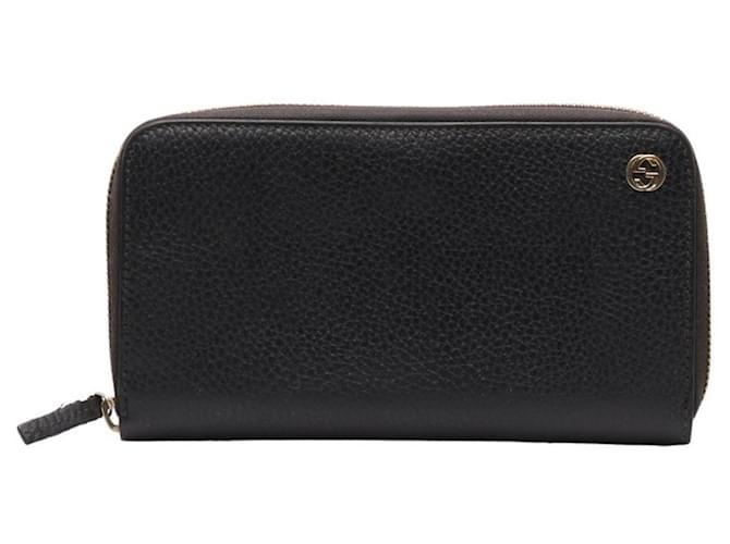 Gucci Interlocking G Preto Couro  ref.1405851