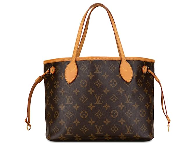 Louis Vuitton Brown-Monogramm Neverfull PM Braun Leder Leinwand  ref.1405931