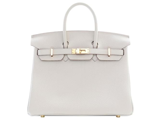 Hermès Branco Togo Birkin Retourne 25 Couro Bezerro-como bezerro  ref.1405953