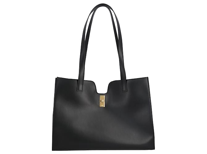 Céline Celine Cabas 16 en piel de ternera lisa negra Negro Cuero Piel de cordero  ref.1405991