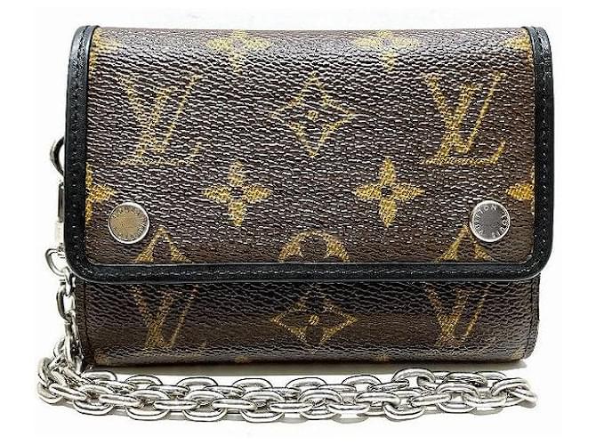 Louis Vuitton Monogram Macassar Compact Wallet M60167 in gutem Zustand Braun Leinwand  ref.1406011