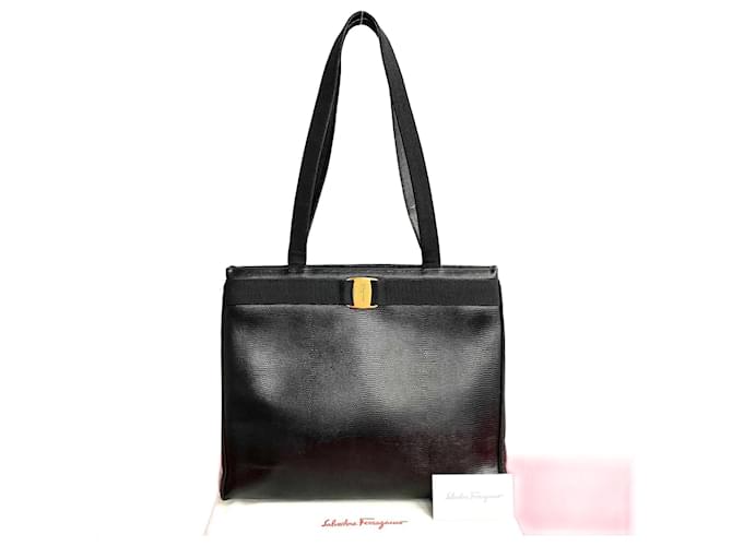トートバッグ FERRAGAMO VARA TOTE BAG Salvatore Ferragamo Vara Croco embossed Handbag Tote Bag BK
