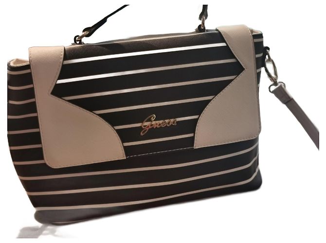 Bolsa Guess de couro preta e branca Preto Branco