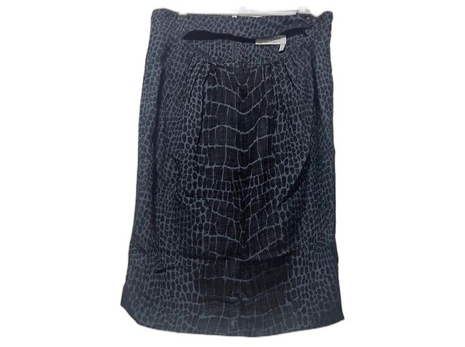 Falda Yves Saint Laurent de algodón azul marino