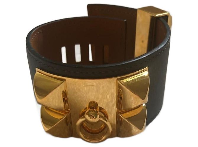 Pulseira Hermès Collier de chien Cinza Couro