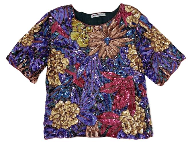 Yves Saint Laurent YSL Rive Gauche shirt decorated with sequins Multiple colors  ref.1406077