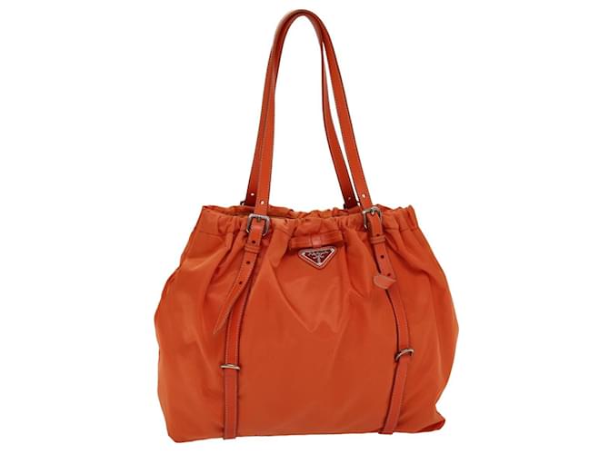 Tote PRADA Einkaufstasche Nylon Orange Auth 75692  ref.1406098