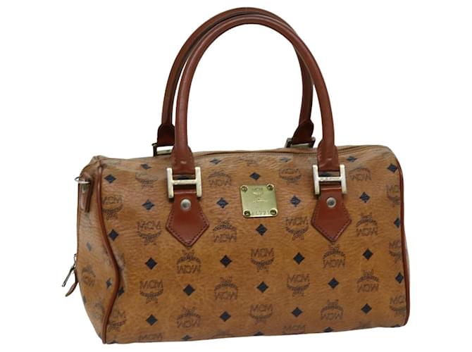 MCM Vicetos Logogram Boston Sac PVC Cuir Marron Auth mr214  ref.1406160