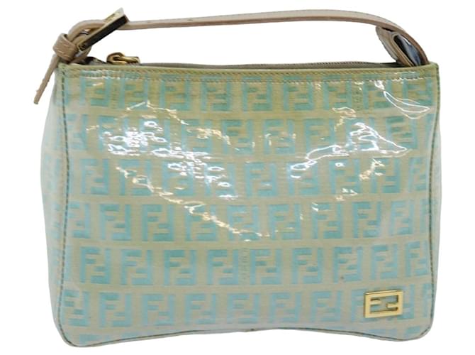 Bolsa de mão FENDI Zucchino Canvas Esmalte Azul Turquesa Auth 76474  ref.1406174