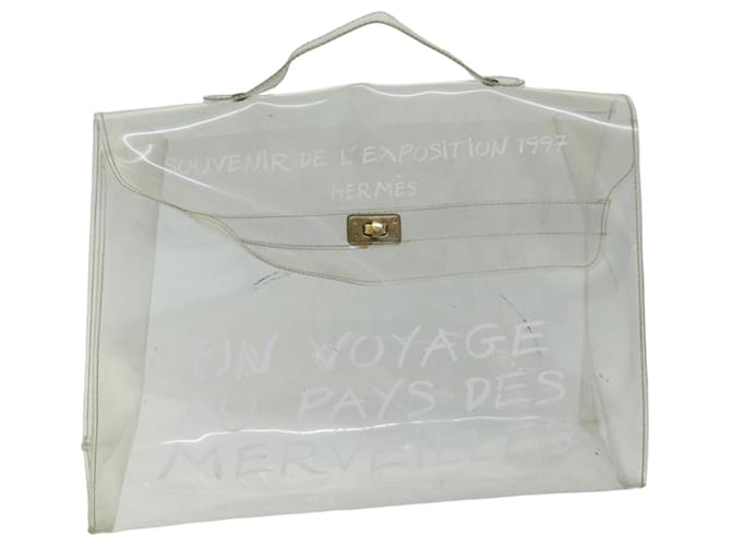 Hermès HERMES Vinyl Kelly Bolso de mano Vinyl Clear Auth 75612 Poliuretano  ref.1406180