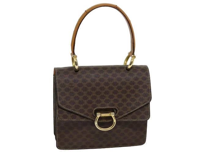 Céline CELINE Macadam Canvas Handtasche PVC Braun Auth 76087
