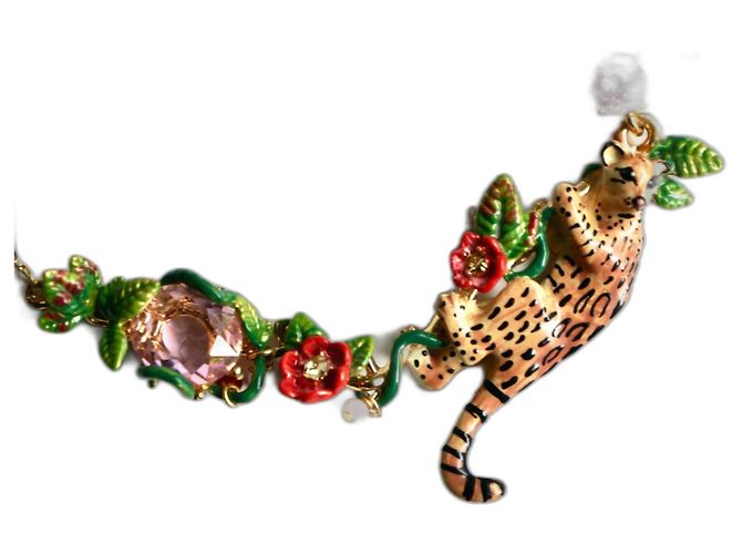 Les Nereides Collier léopard et fleurs Imprimé léopard