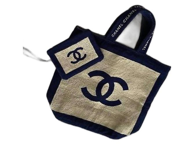 Borsa da spiaggia e asciugamano Chanel Blu navy