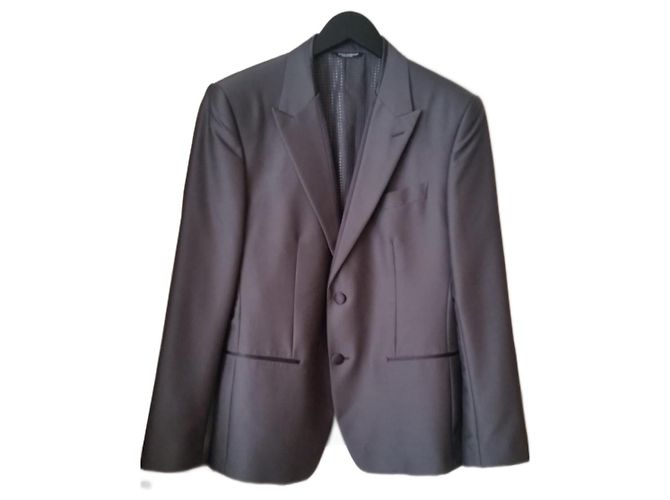Dolce & Gabbana Anthracite Wool and Silk Jacket Dark grey