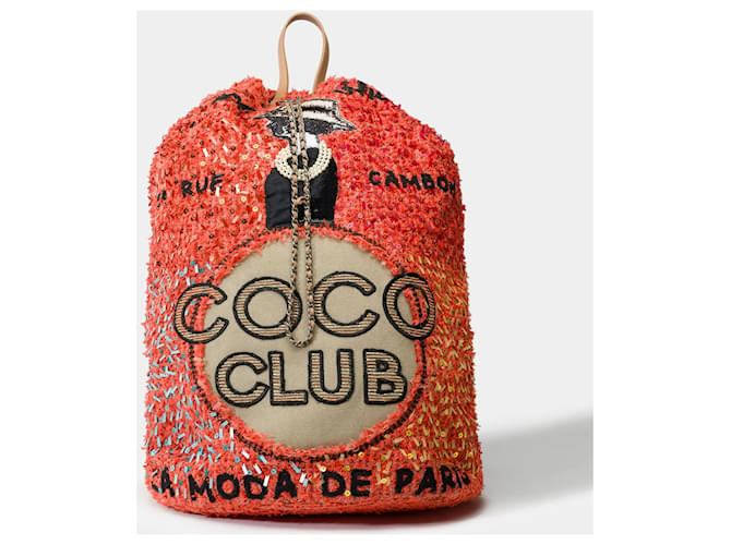 Mademoiselle Bolsa CHANEL em Tweed Laranja - 101960  ref.1406271