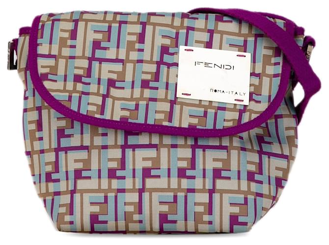 Crossbody Fendi Multicolor Zucca Nylon Roxo Lona  ref.1406313