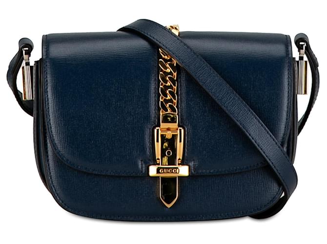 Sylvie Mini Couro Azul Gucci 1969 crossbody  ref.1406326