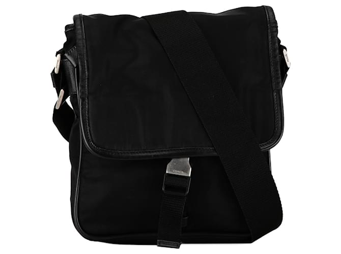 Borsa a tracolla Prada Tessuto Nera Nero Pelle  ref.1406343