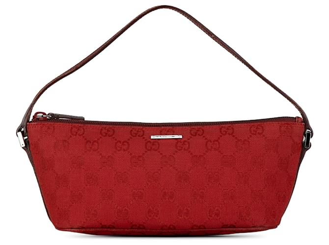 Bolsa de ombro vermelha Gucci GG em lona Vermelho Couro  ref.1406344