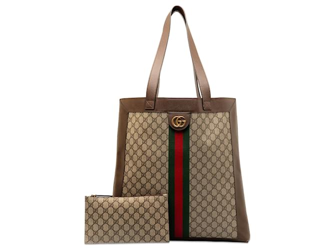 Tote Gucci GG Supreme Ophidia marrón Castaño Cuero  ref.1406350