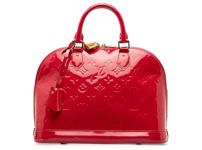 Red Louis Vuitton Monogram Vernis Alma PM Handbag Leather  ref.1406422