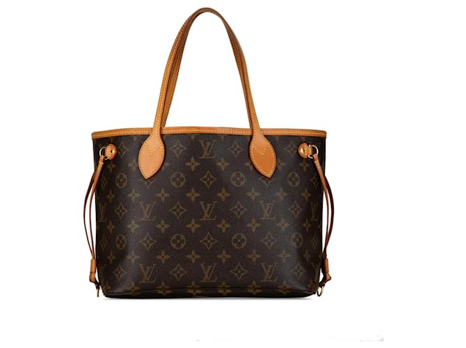 Bolsa Tote Louis Vuitton Monograma Neverfull PM Marrom Couro  ref.1406429