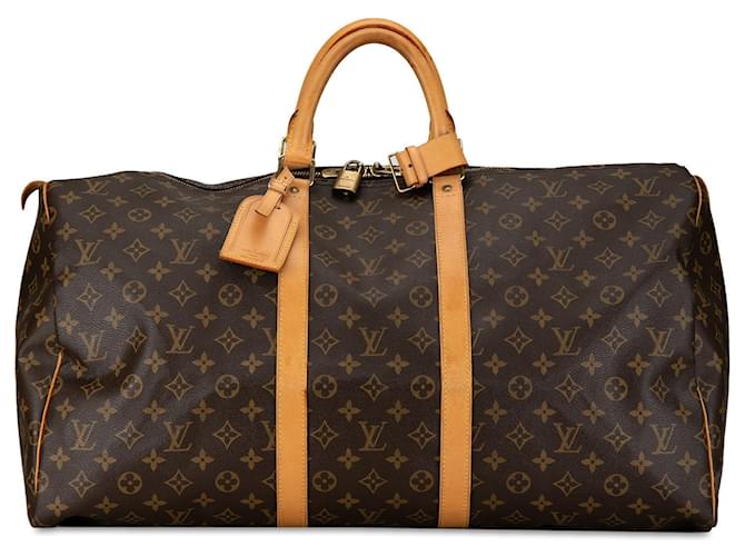 Braunes Louis Vuitton-Monogramm-Keepall 55 Reisetasche Leder  ref.1406435