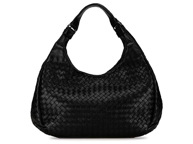 Preto Bottega Veneta Pequeno Intrecciato Campana Hobo Couro  ref.1406449