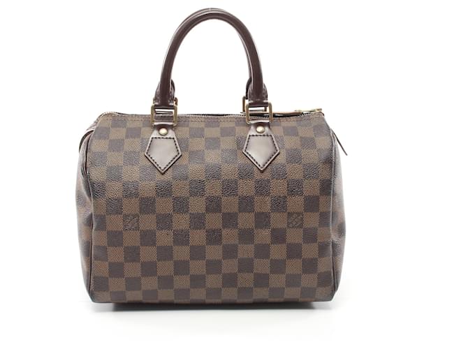 Louis Vuitton Speedy 25 Damier Ebene Handbag Leather Brown  ref.1406458