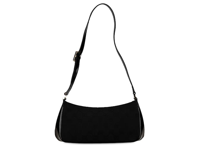 Bolsa de ombro em lona preta Gucci GG Preto Couro  ref.1406463