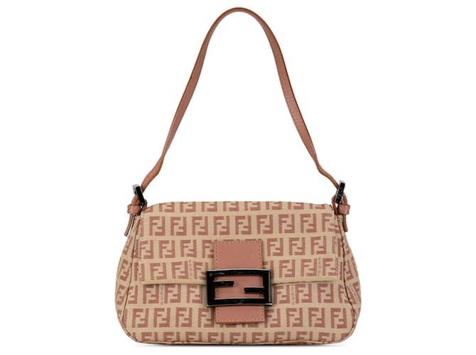 Borsa a tracolla Mamma Forever Fendi Mini Zucchino in tela beige Pelle  ref.1406465