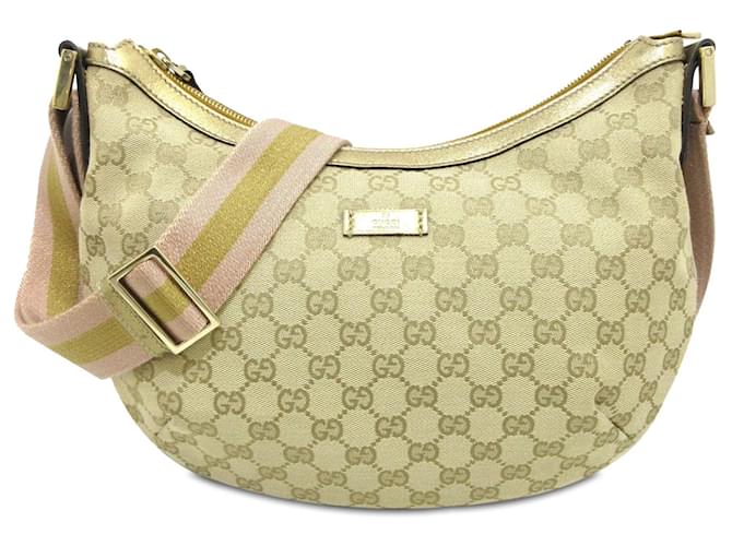 Sac à bandoulière en toile Web Gucci GG beige Cuir  ref.1406515