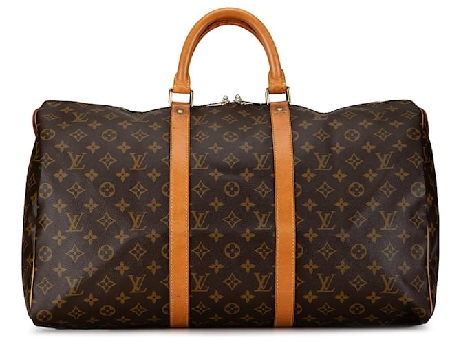 Brown Louis Vuitton Monogram Keepall 50 Travel bag Leather  ref.1406523