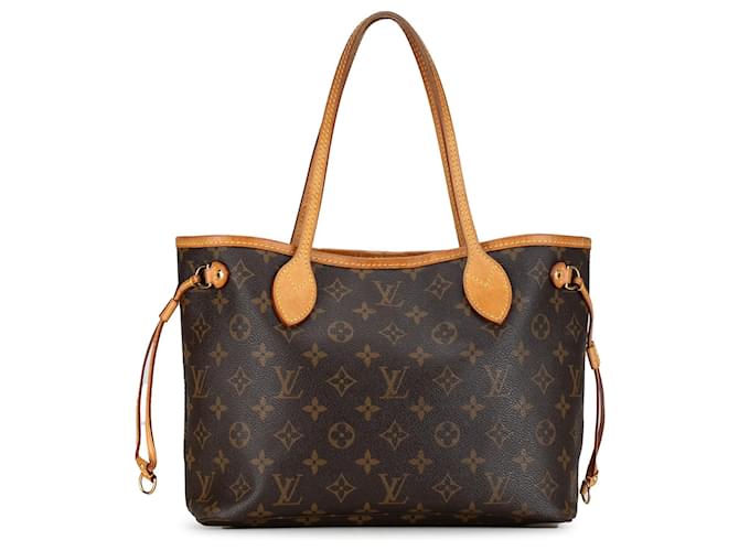 Bolsa Tote Louis Vuitton Monograma Neverfull PM Marrom Couro  ref.1406531